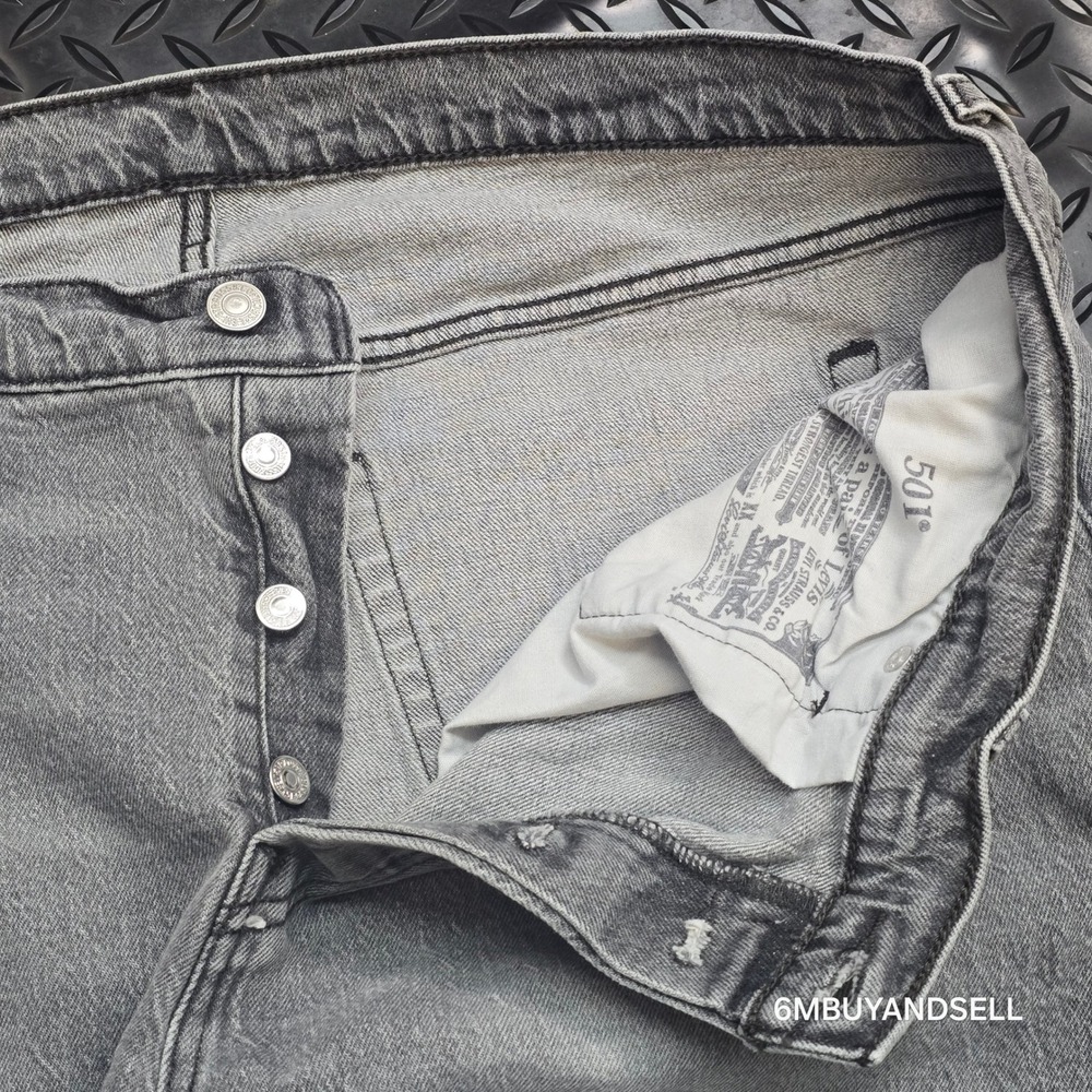 Levis 501 Original Fit Grey Straight Leg Jeans Womens 16W M Button Fly A3548 - Picture 12 of 16